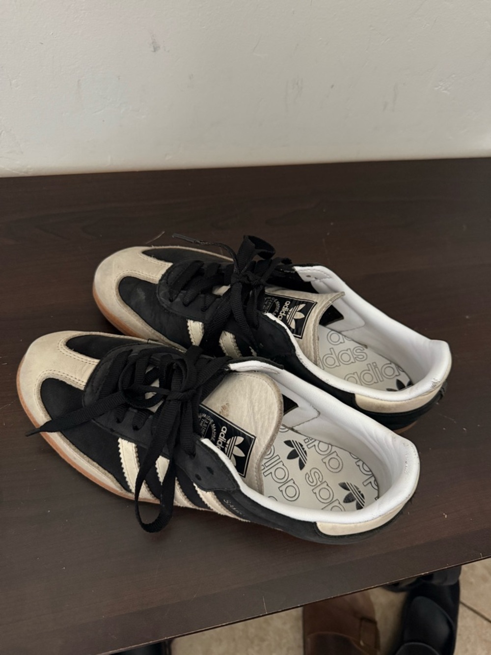 adidas White and Black Leather Sneakers